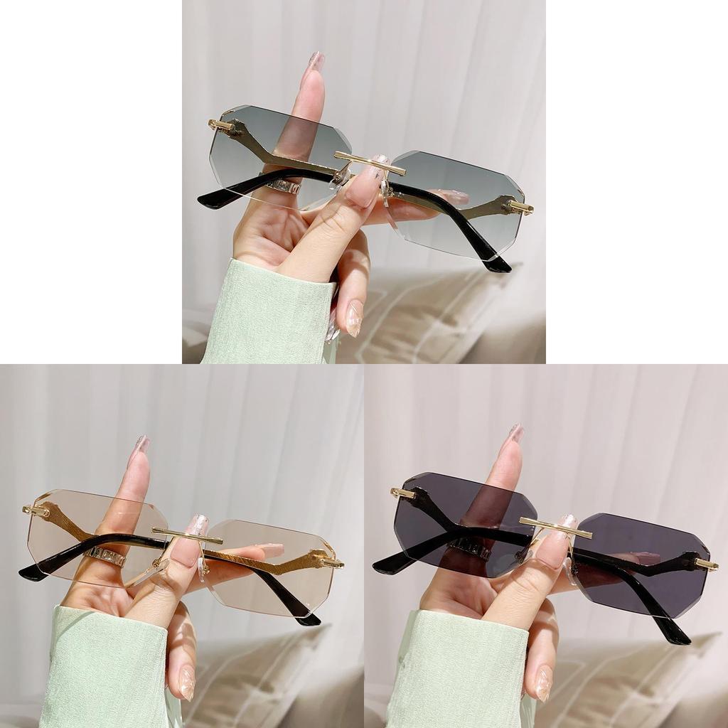 Leopard Style Frameless Sunglasses With Uv400 Protection For Stylish Outings And Driving
