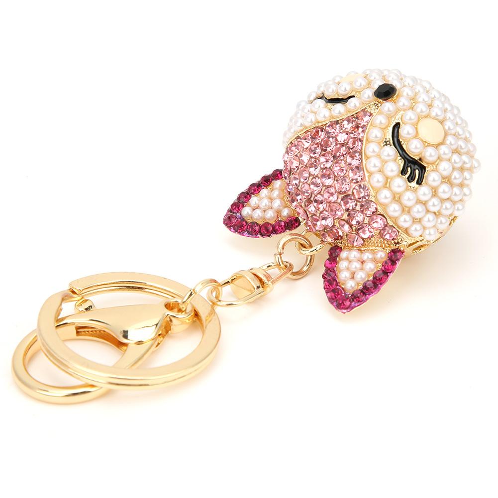 

Брелок для ключей в виде головы лисы, розовый, со стразами, декоративный, защитный, с гальваническим покрытием