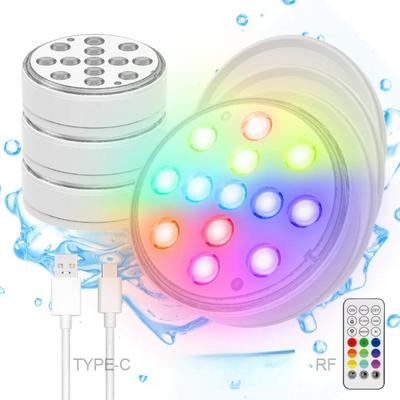 Rechargeable Submersible Pool Lights RGB Underwater Pool Lights with Remote Waterproof for Swimming Pool Bathtub Fountain Decor