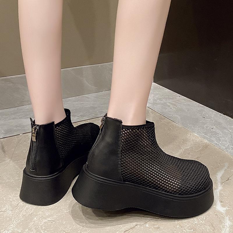 Fashion New Summer Women's Mesh Hollow Out High Top Thin Boots Thick Sole Non Slip Breathable Slip-On  Womens Shoes  Sandal