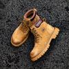 Martin Boots Men's Leather High Top British Style Short Boots Autumn Retro Workwear Hiking Boots Men's Outdoor Yellow Boots