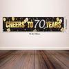 Boao Happy 70th Birthday Banner for Men Women Sign 70 Years Black Gold Glitter Birthday Sign Banner Party Decoration Supplies Anniversary Celebration