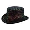 Sparkling Checkered Flat Top Derby Hat For Parties And Event Durability Polyester Fabric Hat