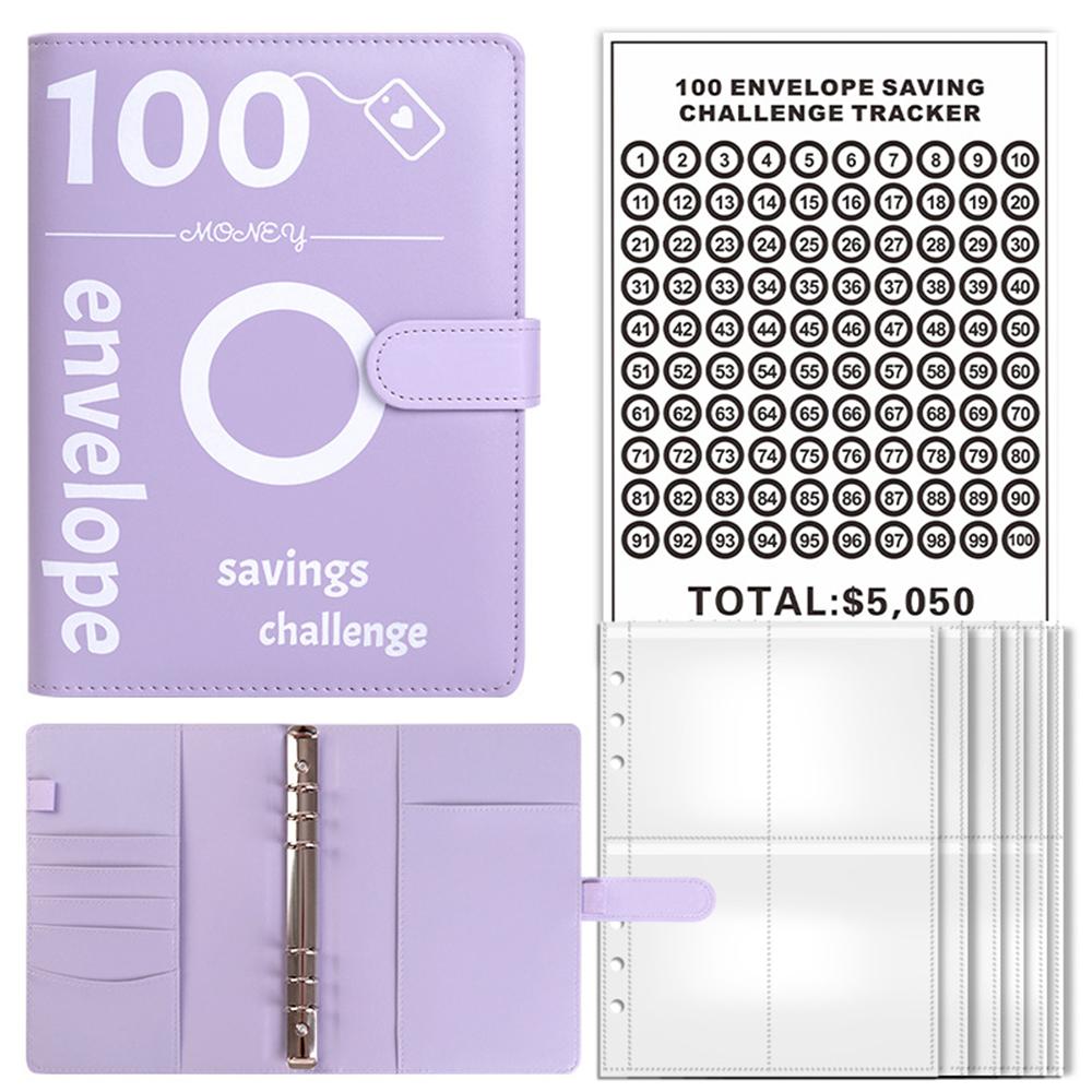 100 Envelope Challenge Binder Save Savings Challenges Loose-Leaf Binder Budget Binder with Cash Envelopes Money Organizer System