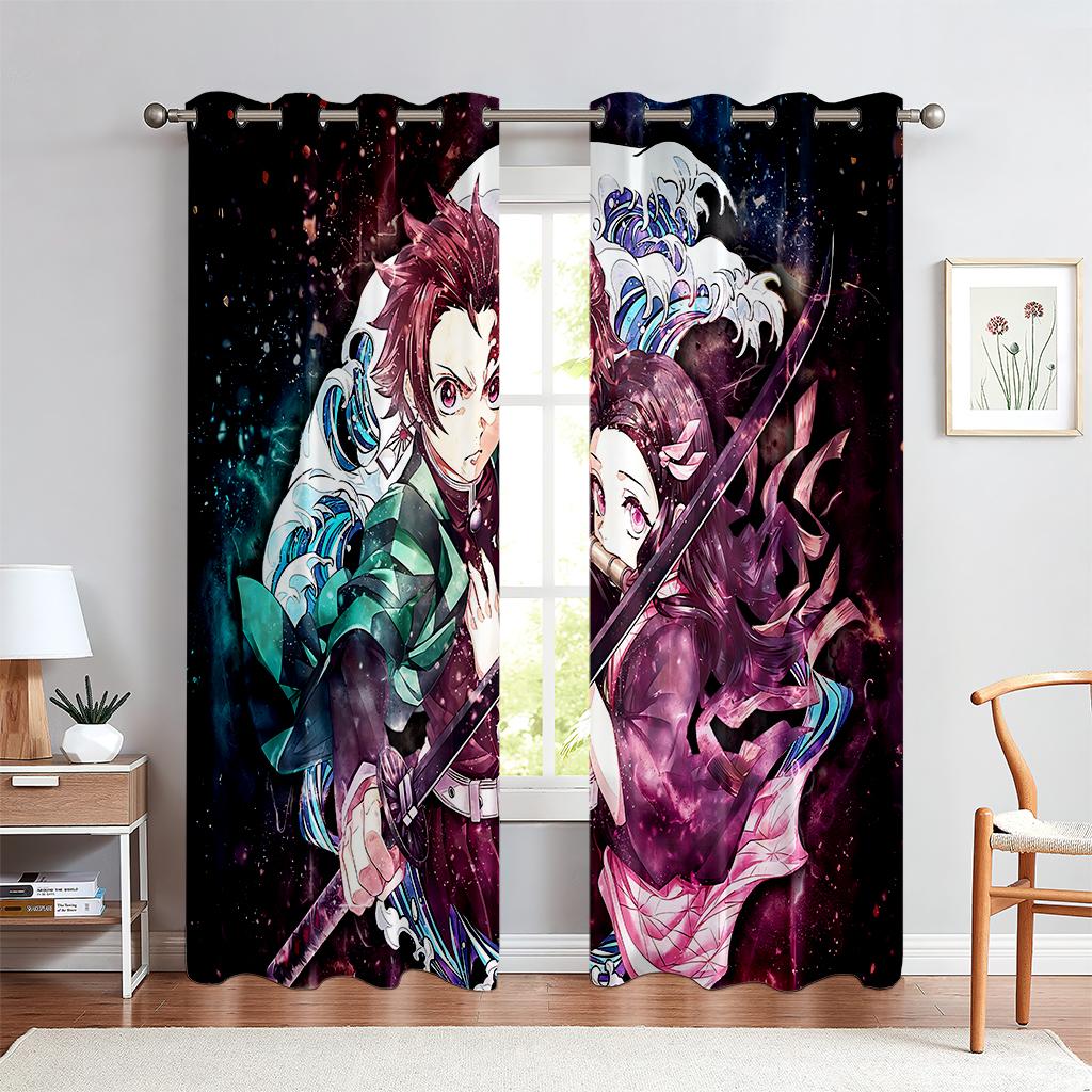Cartoon Anime Characters Curtains for Kids, Decorative Curtains, 2 Pcs, Boys and Girls Room, Bedroom, Living Room, Den, Balcony