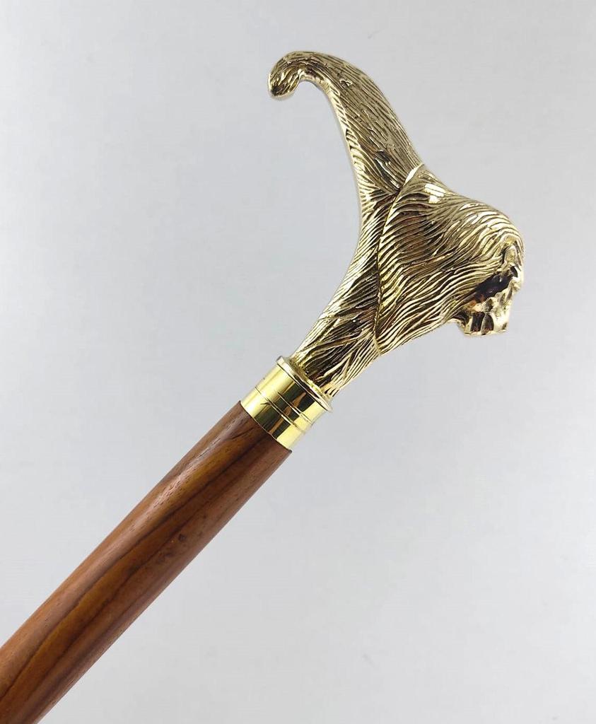 

Brass Handle Canes and Walking Sticks for Men Women 91.44 Cm Brown Wood Lion Face Brass Handle Unisex Derby Foldable Cane