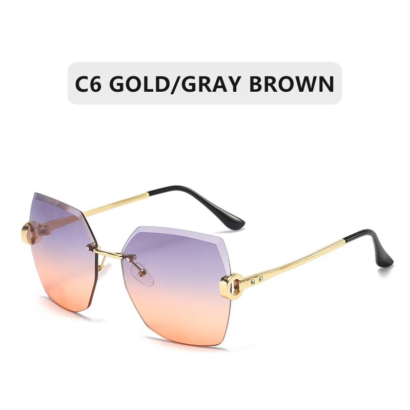 Mode Übergroße Randlose Sonnenbrille Damen Berühmte Luxusmarke Design Sexy Vintage Dame Sommerstil Sonnenbrille