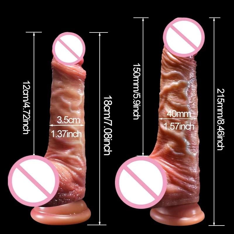 Sliding Foreskin Dildo Suction Cup Strap On Dildos for Women and Man Realistic Silicone Penis Female Masturbator Dick Sex Toys