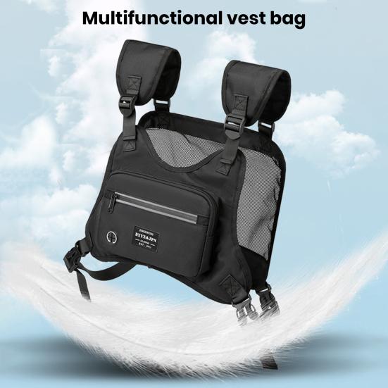 Geantă pentru piept în aer liber Curele reglabile Buzunar cu fermoar impermeabil, de mare capacitate, bărbați, femei, sport, ciclism, alergare, vestă, husă, drumeții, călătorie, pachet pentru piept EDC
