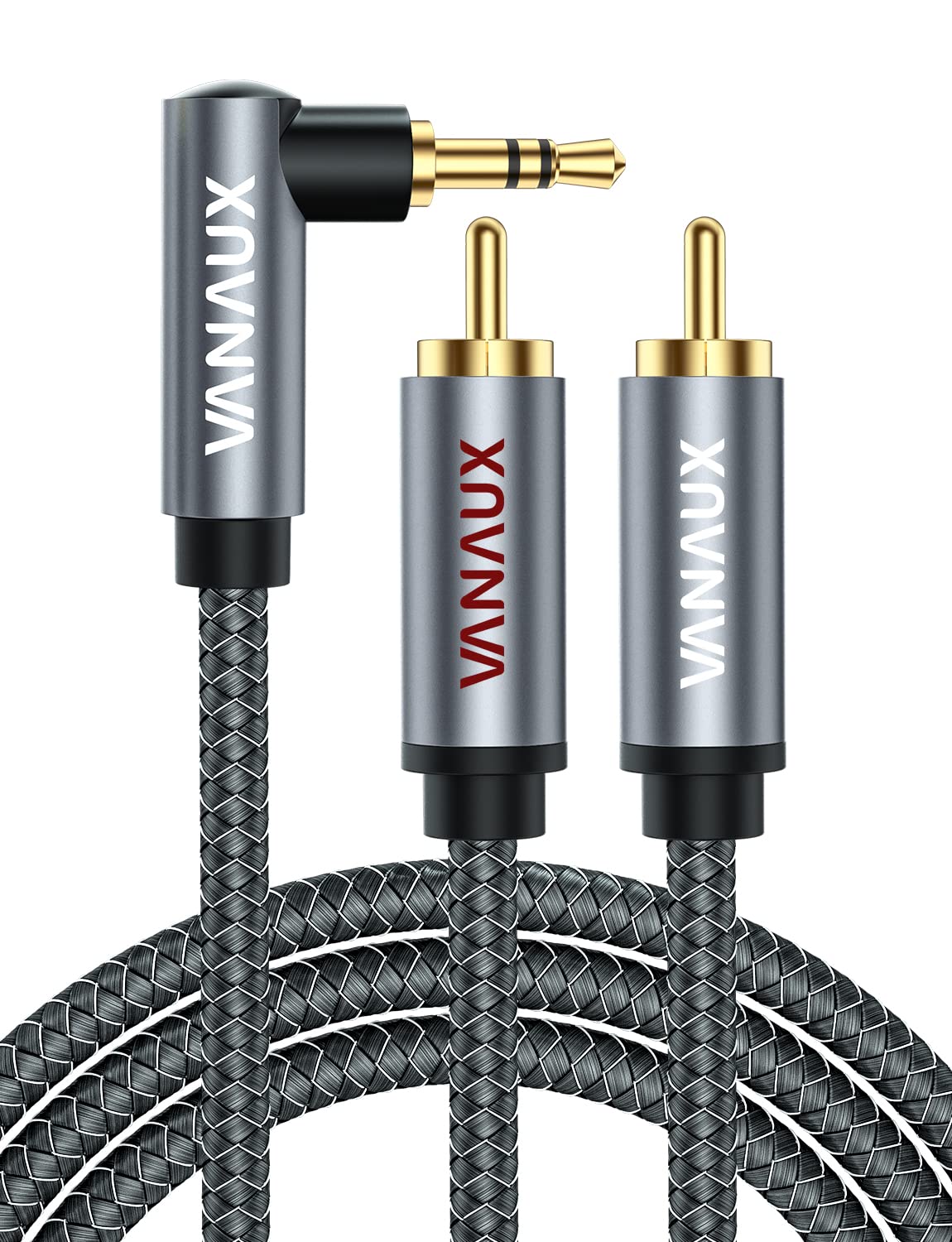 

VANAUX RCA to Converter Stereo Mini Red and Cable for MP3 Home and More Gray 3.5mm Cable, Plug, White, Y-Shaped Smartphones, Players, Speakers,