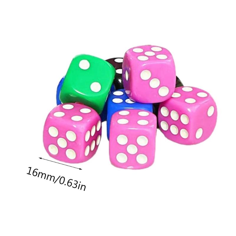 50 Pcs Acrylic 6 Sided Round Corner Dices for Table Game, Classroom Teaching