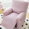 Seersucker Plaid Full-wrap Recliner Chair Cover Solid Color Armchair Cover Anti-slip Single Sofa Protector for Home Hotel Decor