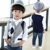 Boys Sweater Vest College Style Baby Boy Sleeveless Cardigan Fashion V-neck Vest Bottoming Knitted Sweater for Child