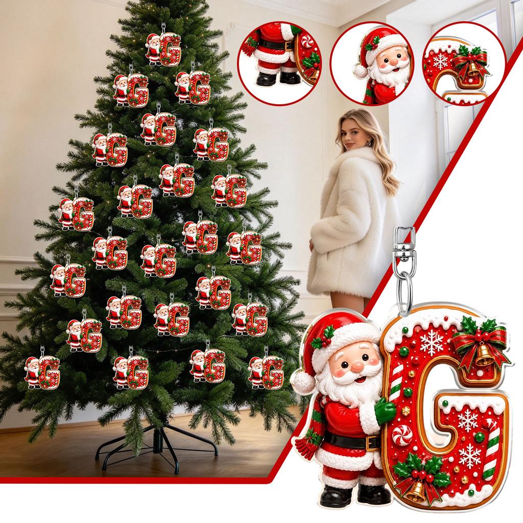 26 Letter Christmas Ornaments Set, 2D Hanging Decorations, 0.33 Thick
