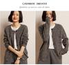 Women's Retro Floral Button-Up Cashmere Cardigan - Round Neck, Thick, Double Pocket, Slimming Knit Sweater for Autumn/Winter