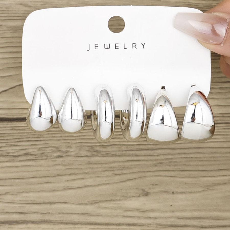 6Pcs Trendy Stainless Steel Gold Round Hoop Earrings For Women Simple Fashion Geometric Drop Earring Set Jewelry Party Gifts