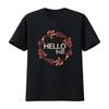 Hello Fall Autumn Watercolor Leaves Wreath Womens T Shirt Black M Vintage Washed Versatile Homme Designer Clothes Stylish