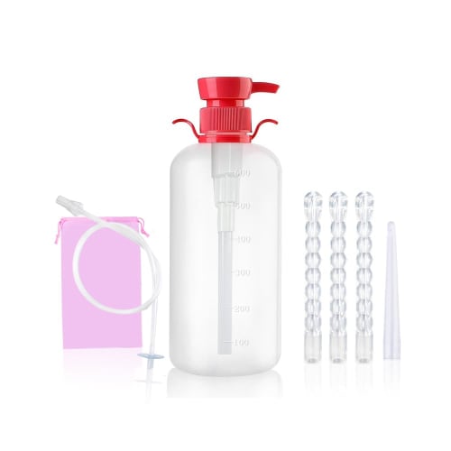 

Набор для ирригации 600 мл с напорной конструкцией, без пружин, катетер, 4 насадки и сумка для хранения для ежедневной гигиены и использования в душе, большая емкость, порт