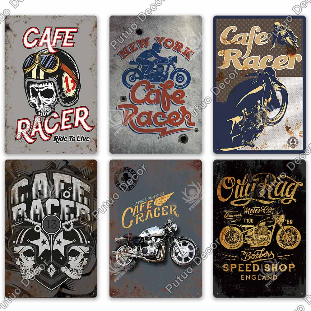 Putuo Decor Cafe Racer Vintage Tin Sign Plaque Metal Wall Art Stickers Garage Man Cave Pub Bar Retro Poster Iron Painting