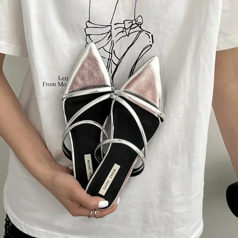 2024 Summer Fashion Sexy Open Toe Rome Slippers Flat Casual Beach Shoes Designer Sandalias De Mujer Zapatos Mujer Mules Footwear