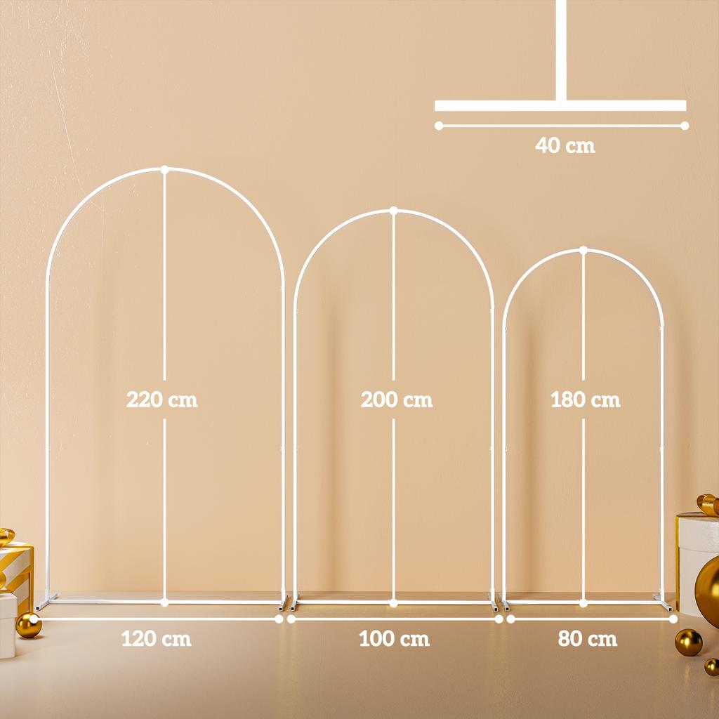 Wedding Arch Frame Set, Metal Balloon Arch Stand Set, Balloon Arch Stand Set for Birthday Party, 2.2, 2, 1.8 m White