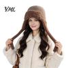 Thermal Wool Blend Hats Women Trapper Hat, Knitted Hat with Ear Flaps, Fuzzy Travel Essential Headgear Trim, Warm Winter Knit for Cold Weather Hiking
