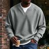 T-shirt en maille à col en V à manches longues pour homme - Haut décontracté et athlétique pour un usage quotidien