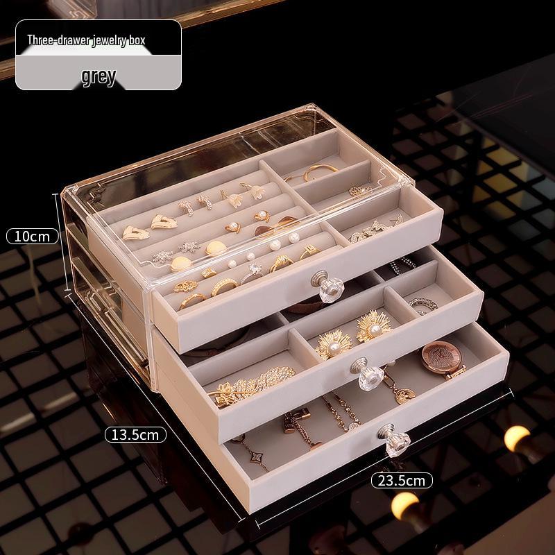 Large Transparent Jewelry Storage Box with Multi-Compartment Display for Necklaces, Earrings, Lipsticks, and Studs