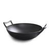 Thickened Cast Iron Double-Handle Wok – No Coating, Flat-Bottom Stew Pot, Healthy Kitchenware, Old-Fashioned Iron Design.