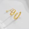 3Pcs/Set Exquisit Zircon Cross Hoop Earrings for Women Men Simple Compact Gold Color Stud Earrings Banquet Jewelry Accessories
