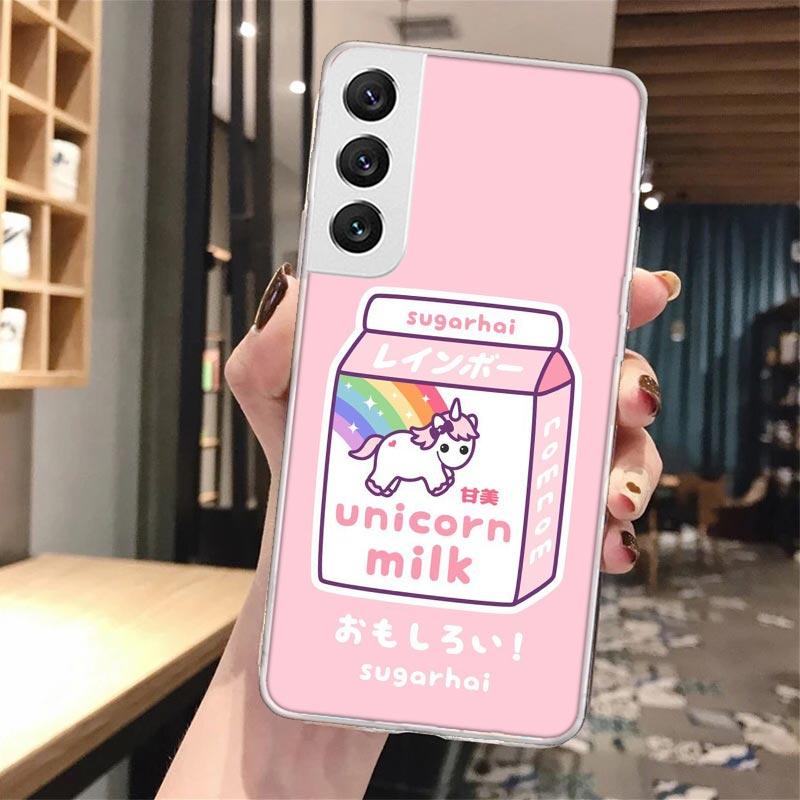 

Kawaii Japanese Strawberry Milk Box Soft Phone Case For Samsung Galaxy S24 S23 S22 S25 Ultra S21 Plus S20 FE S10 + S24Ultra Patt Samsung S25 Ultra