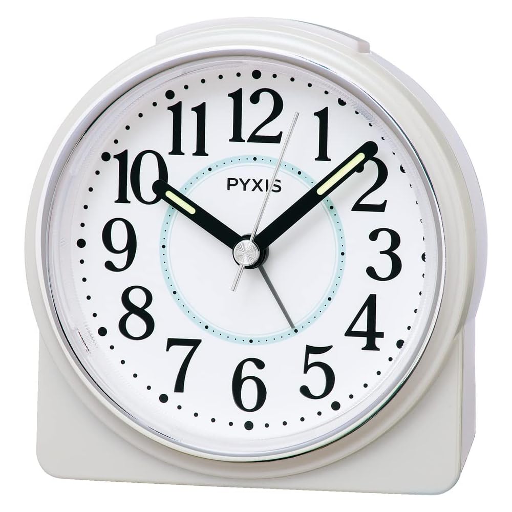 Seiko Clock PYXIS NR451W Analog Alarm Clock, Table Clock, White Pearl, 89 x 86 x 47 mm
