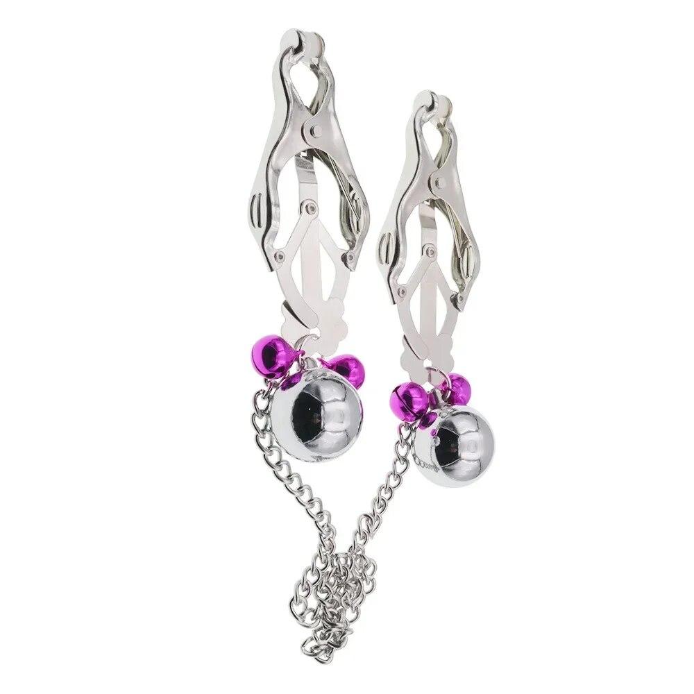 Metal Nipple Clamps Clips with Chain Clitoris Stimulator Steel Nipple Breast Clamps Slave Bondage Flirting Women Toy