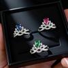 The Same Luxury Water Drop Pear-Shaped Crown Emerald Ring Colored Gemstone Ring Lady