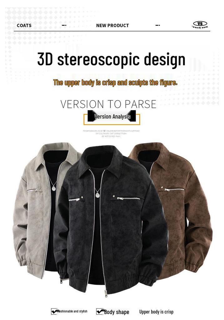 Men's Retro PU Leather Tie-Dye Motorcycle Jacket - Spring/Autumn 2026 Trend