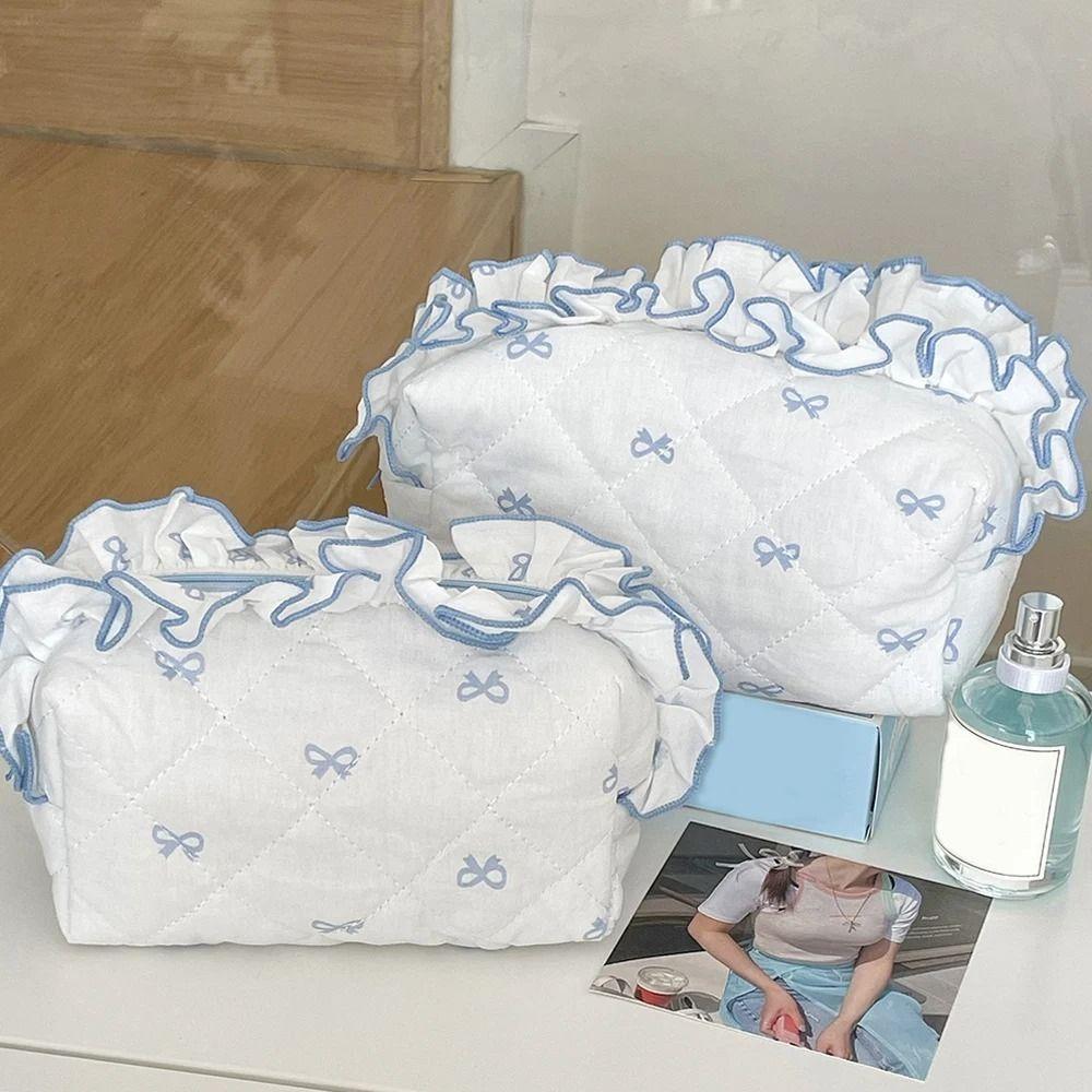 INS Stationery Storage Bag Flounce Makeup Lipstick Bag Portable Large Capacity Pen Case Kids
