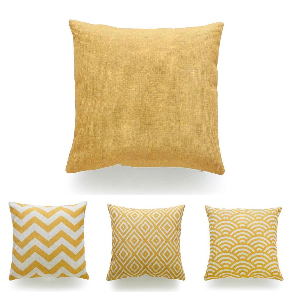 Premium Quality Mustard Yellow Geometric Cushion Cover For Seasonal Charm