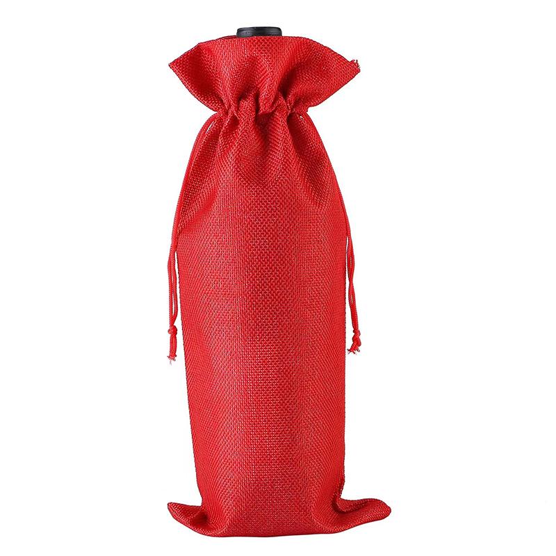 Wine Bottle Covers Gift Bag Reusable Burlap Drawstring Wine Bottle Covers Red Wine Champagne Pouch Christmas Gift Package Bags