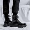 Men Luxury Fashion Patent Leather Boots Black Tide Platform Shoes Party Nightclub High Top Motorcycle Boot Cool Knight Botas Man