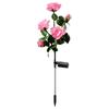 Solarbetriebene künstliche Rosenblüten-Stange 5 Köpfe Gartendekoration Pflanze mit realistischen Blättern und stabilem Erdspieß für Außen- und Innenbereich