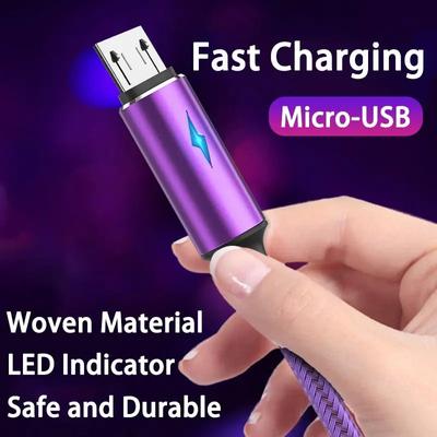 Cavo USB Micro a Ricarica Rapida 3A Cavo Dati Cavo Caricabatterie per Accessori per Telefono Samsung Xiaomi Indicatore LED Cavo USB
