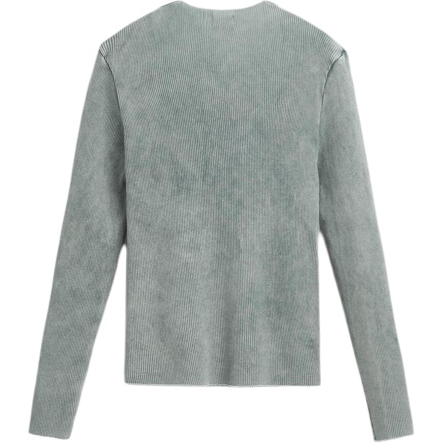 Zara Solid Color Knitted Round Neck Long Sleeve T-Shirt Men tops Washed-Blue 4805409-428