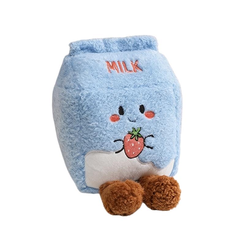 Peluche Oreiller Mignon Kawaii Boîte de Lait Douce Moelleuse Peluche Remplie Boîte Cadeau Peluche Dessin Animé Décoration de Chambre Cadeaux d'Anniversaire Noël