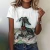 Funny Cat Pattern T-Shirt For Women Cute Animal 3D Printed T Shirts Summer Fashion Oversized Tees Short Sleeves Round Neck Tops