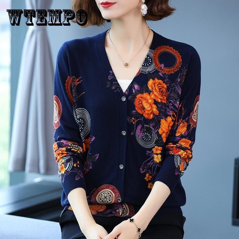 

Осень-зима женский вязаный свитер пальто 3d принт кардиган с v-образным вырезом женский шерстяной однобортный кардиган