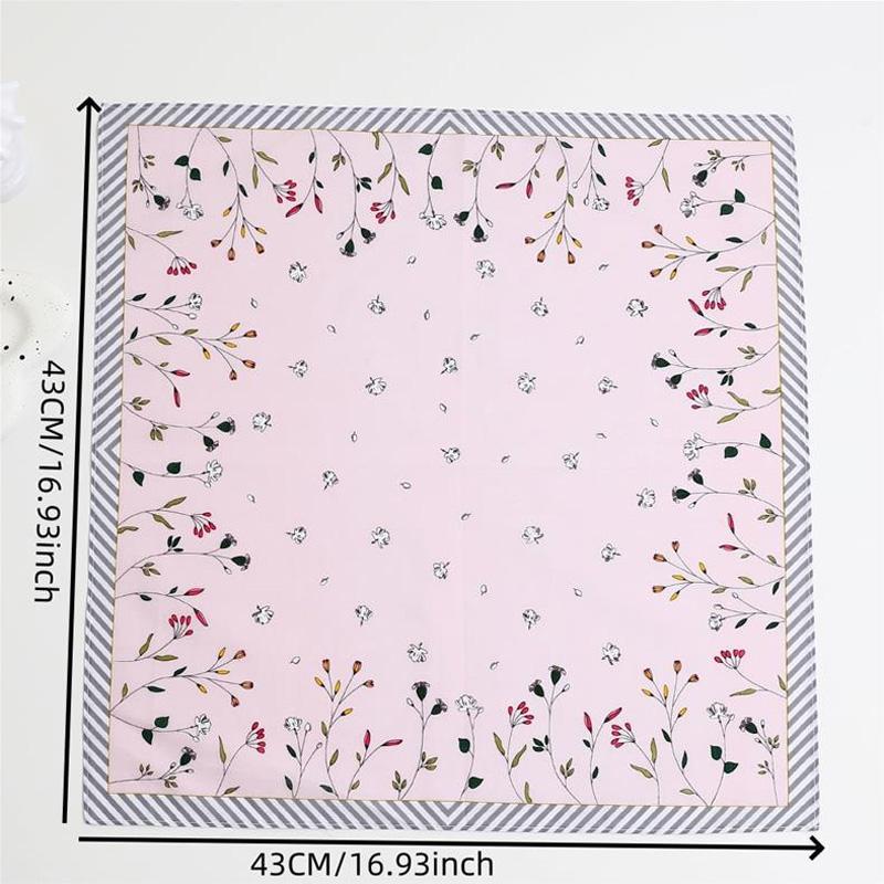 3Pcs Handkerchief Reusable Sweat Bandana Absorbs Water Women Hankies Thin Printing Flower Pure Cotton