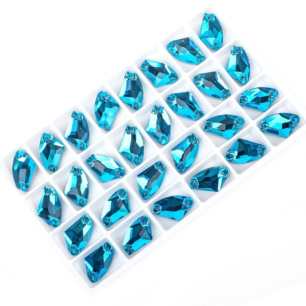 Weichen Flat Bottom Double Hole Color Axe Shape Hand Sewn Buckle Glass Rhinestone Diy Dress Wedding Dress Accessories