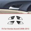 Carbon Fiber Interior Door Handle Bowl Cover Trim For Honda Accord 2008-2013 4pc