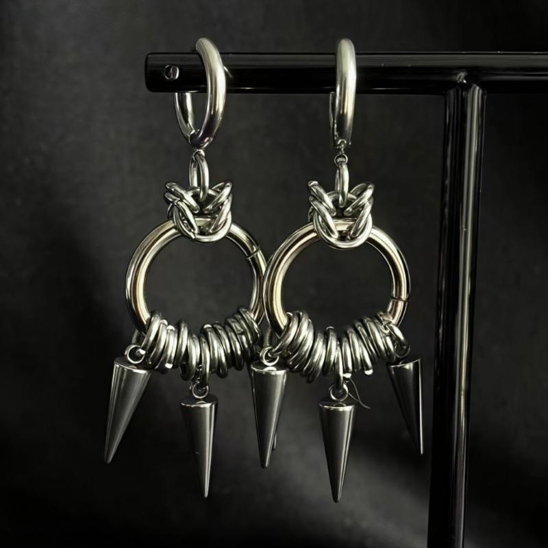 Punk Style Spiked Earrings For Women Men Gothic Cone Pendant Earrings Y2K Grunge Dangle Jewelry Gift