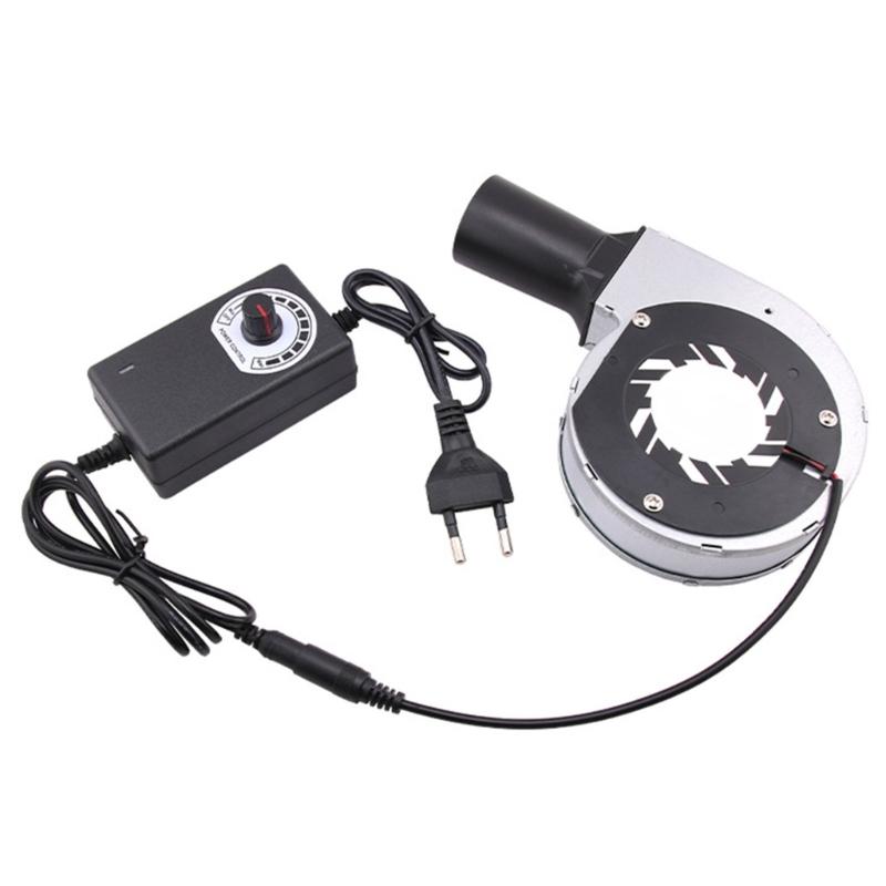 

12V 2A Air Blower Fan with Adjustable Speed Controller Tool for BBQ Grills and Firewood Stove Supports 100V-240V Input